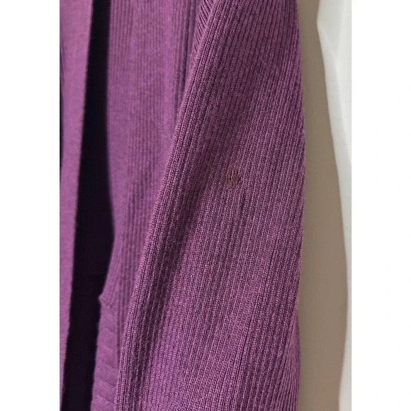 Eileen Fisher Ribbed Open Cardigan Sweater Merino Wool Women's Purple Size 2X